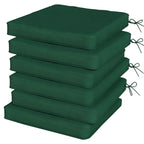 Set of 6 Chair Cushion Seat Pads with Straps, Green