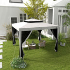 10' x 10' Canopy Tent with Mesh Netting and Double-Tier Roof, Grey