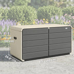 757 L Garden Storage Box with Wheels and Lockable Lid, Beige/Grey