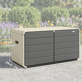 757 L Garden Storage Box with Wheels and Lockable Lid, Beige/Grey