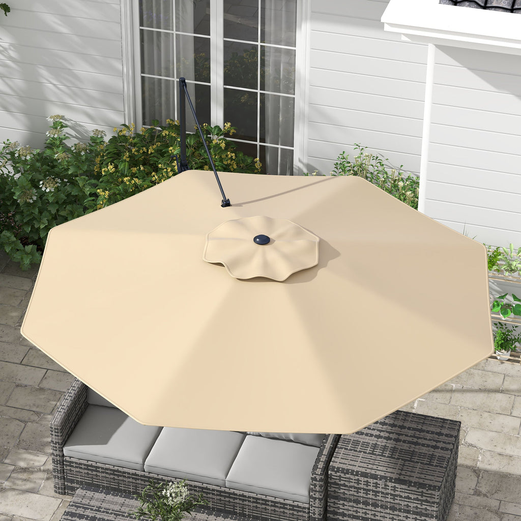 10ft Cantilever Patio Umbrella with 360° Rotation and Tilt, Khaki