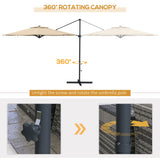 10ft Cantilever Patio Umbrella with 360° Rotation and Tilt, Khaki