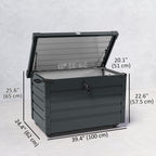 78 Gallon Galvanized Steel Deck Box with Wheels and Handles, Dark Grey