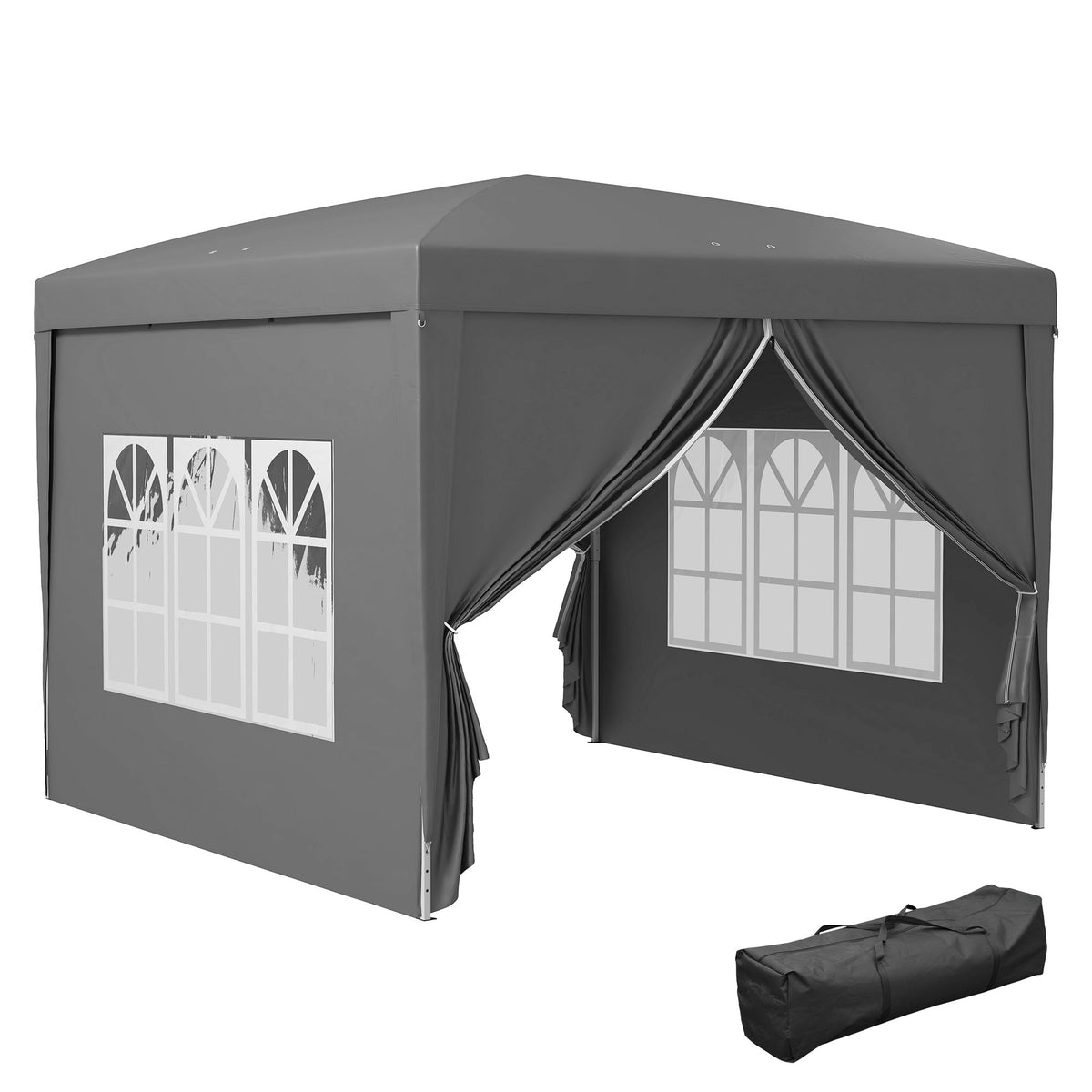 10' x 10' Pop-Up Party Tent Canopy with Carrying Bag, Grey
