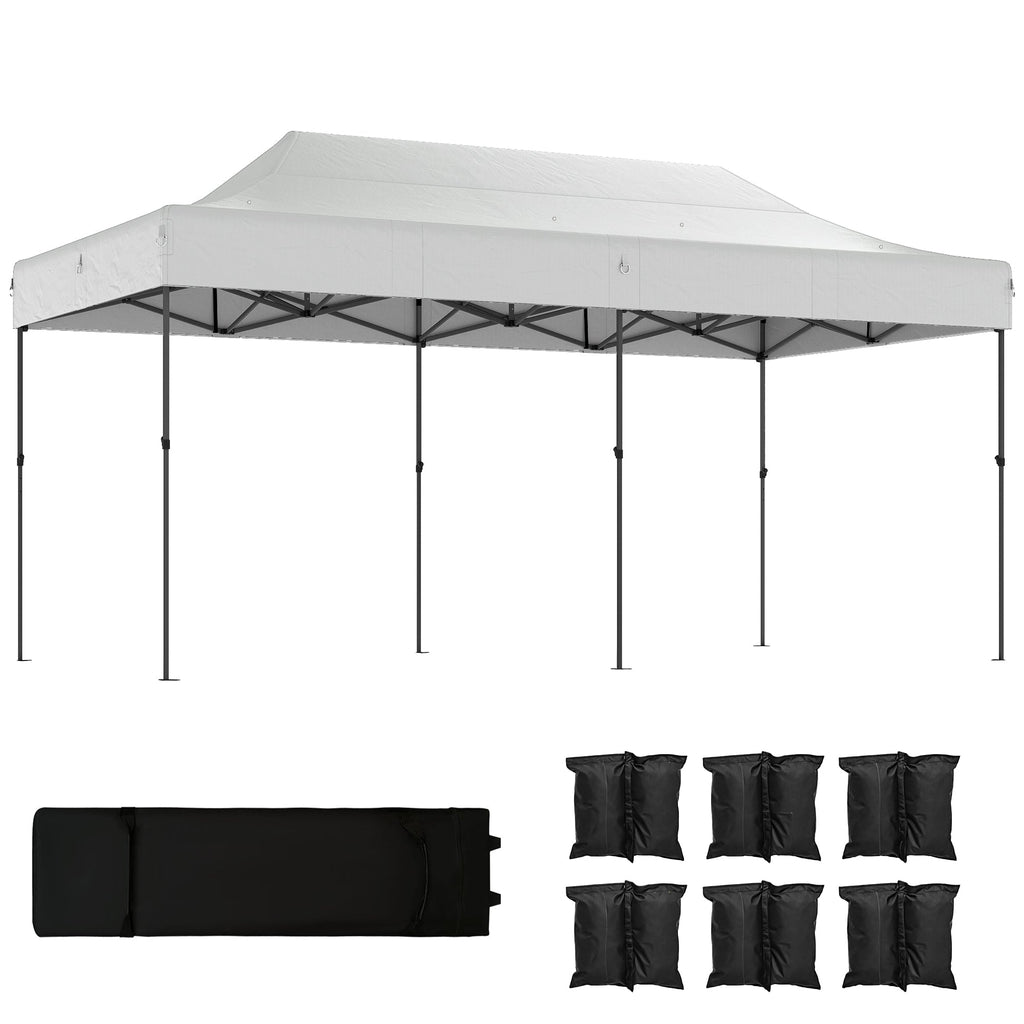 10' x 20' Pop Up Canopy Tent with Wheeled Carry Bag, White