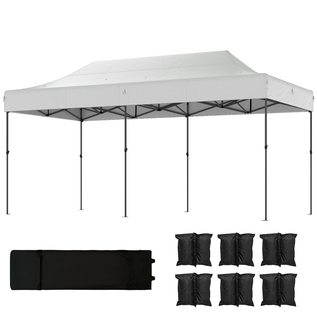 10' x 20' Pop Up Canopy Tent with Wheeled Carry Bag, White
