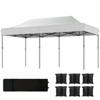 10' x 20' Pop Up Canopy Tent with Wheeled Carry Bag, White