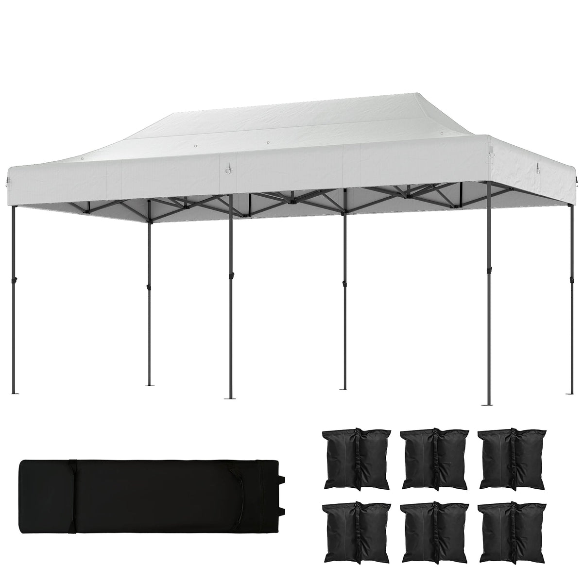 10' x 20' Pop Up Canopy Tent with Wheeled Carry Bag, White