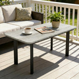 90 x 49 x 40 cm Outdoor Coffee Table with Slatted WPC Top, Grey