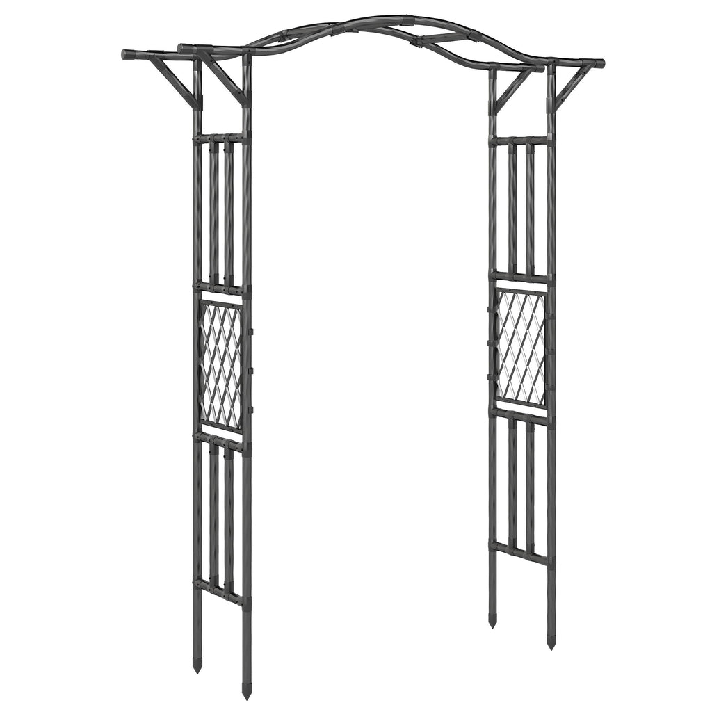 7.5ft Garden Arch with Extended Top for Climbing Plants, Black