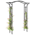 7.5ft Steel Garden Arch Trellis with Extended Top for Wedding, Garden, Black