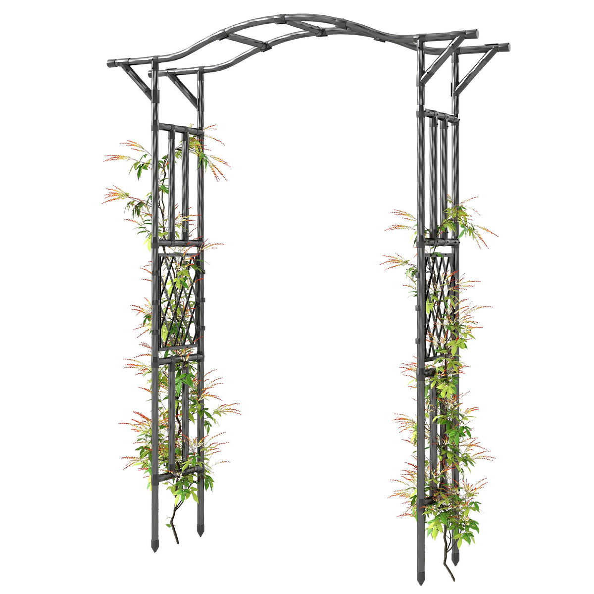7.5ft Garden Arch with Extended Top for Climbing Plants, Black