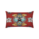 Tropical Bee Red Pillow