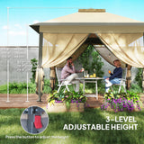 11' x 11' Pop Up Canopy with Double Roof and Mesh Sidewalls, Beige