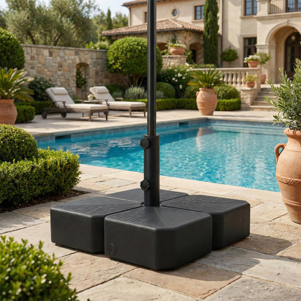 Square Patio Umbrella Base with Wheels, Black