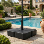 Square Patio Umbrella Base with Wheels, Black
