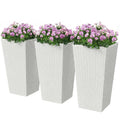 3 Piece 24" Tall Planters with Drainage Holes, White