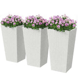3 Piece 24" Tall Planters with Drainage Holes, White