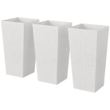 3 Piece 24" Tall Planters with Drainage Holes, White