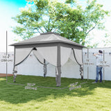11' x 11' Pop Up Canopy with Double Roof and Mesh Sidewalls, Light Grey
