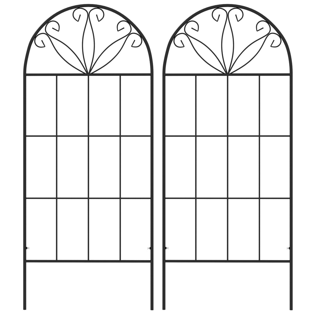 2 Pack Metal Garden Trellis Panels, 20" x 47", Black