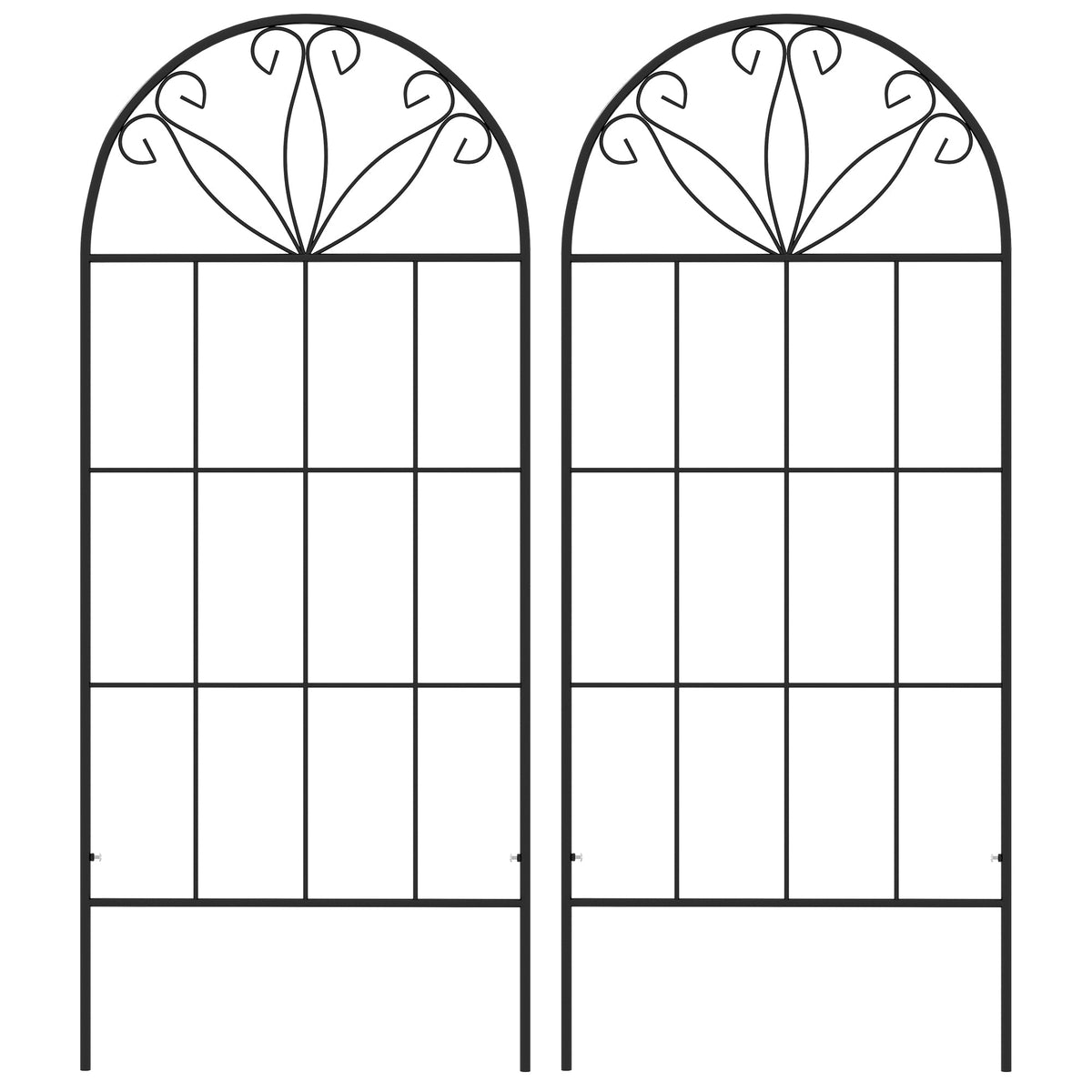 2 Pack Metal Garden Trellis Panels, 20" x 47", Black