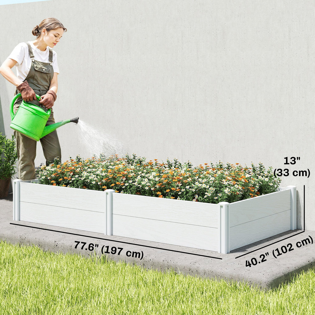6.5 x 3 x 1ft Vinyl Raised Garden Bed with Divider, White