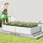 6.5 x 3 x 1ft Vinyl Raised Garden Bed with Divider, White
