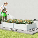 6.5 x 3 x 1ft Vinyl Raised Garden Bed with Divider, White