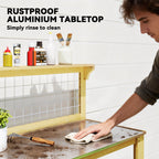 100 x 48 x 119 cm Potting Bench with Aluminium Worktop, Yellow
