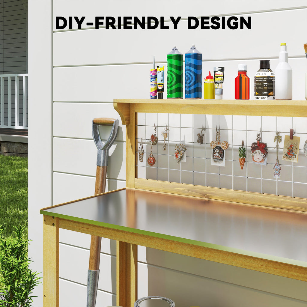 100 x 48 x 119 cm Potting Bench with Aluminium Worktop, Yellow