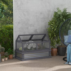 NookGrow 48" x 24" x 32" Wooden Cold Frame Greenhouse, Grey