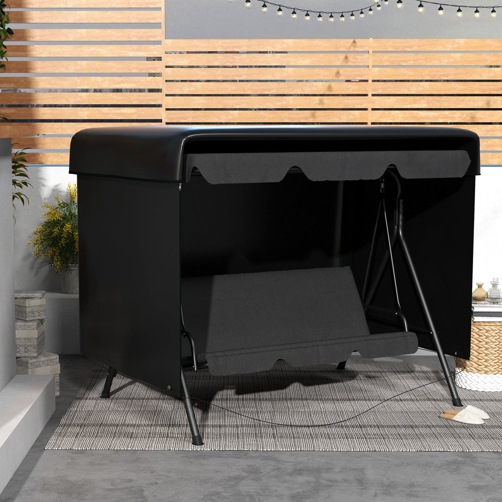 85" x 61" x 59" 3-Seater Patio Swing Cover, Black