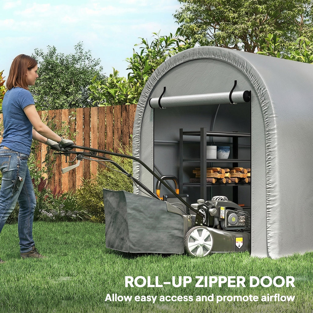 8' x 5' Portable Shed with Roll-up Zipper Door, Light Grey