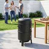 3-in-1 Vertical Charcoal Smoker with 2 Grill Grates