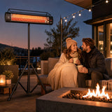1500W Infrared Standing Patio Heater with Tripod, IP65, 3 Heat Levels, Black