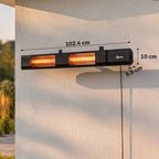 3000 W Electric Infrared Patio Heater, Wall-Mounted with 9 Heat Settings, Black