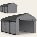 Onward 10' x 15' Heavy Duty Metal Carport with Galvanized Roof & Removable Sidewalls