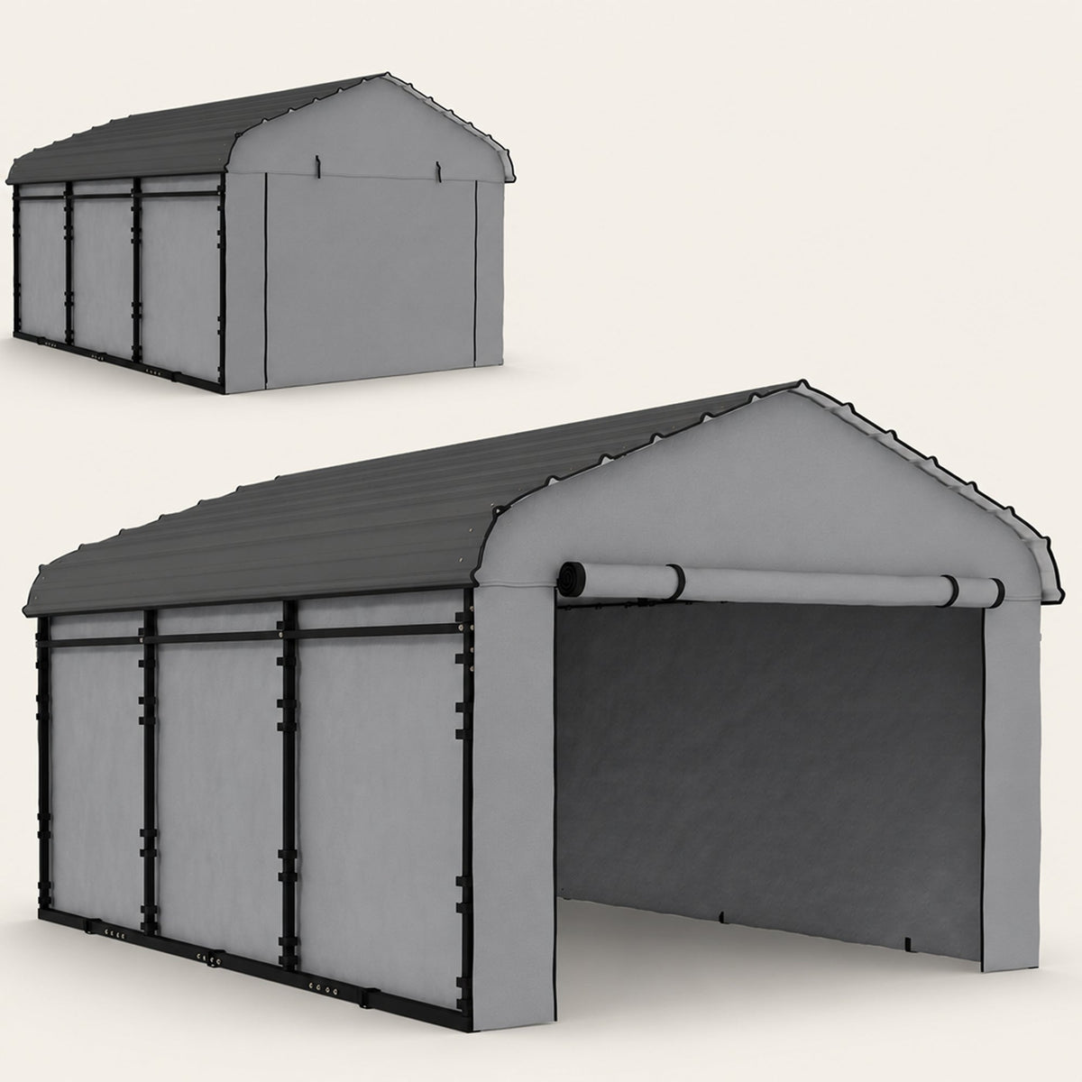 Onward 10' x 15' Heavy Duty Metal Carport with Galvanized Roof & Removable Sidewalls
