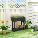 41L Self-Watering Raised Garden Bed with Lid and Shelf, Black