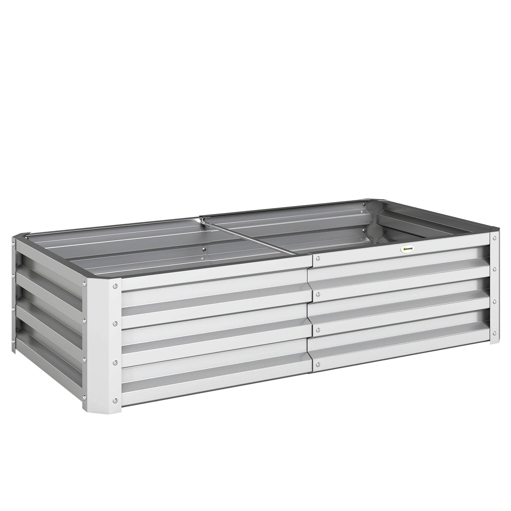 Galvanized Raised Garden Bed for Vegetables, Herbs & Succulents, 4' x 2' x 1' Metal Planter Box in Silver