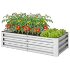 Galvanized Raised Garden Bed for Vegetables, Herbs & Succulents, 4' x 2' x 1' Metal Planter Box in Silver