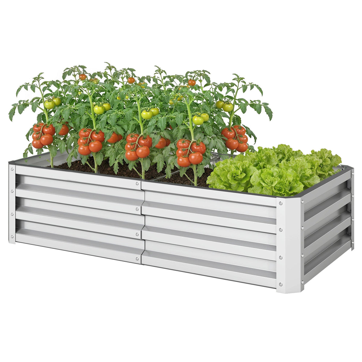 Galvanized Raised Garden Bed for Vegetables, Herbs & Succulents, 4' x 2' x 1' Metal Planter Box in Silver