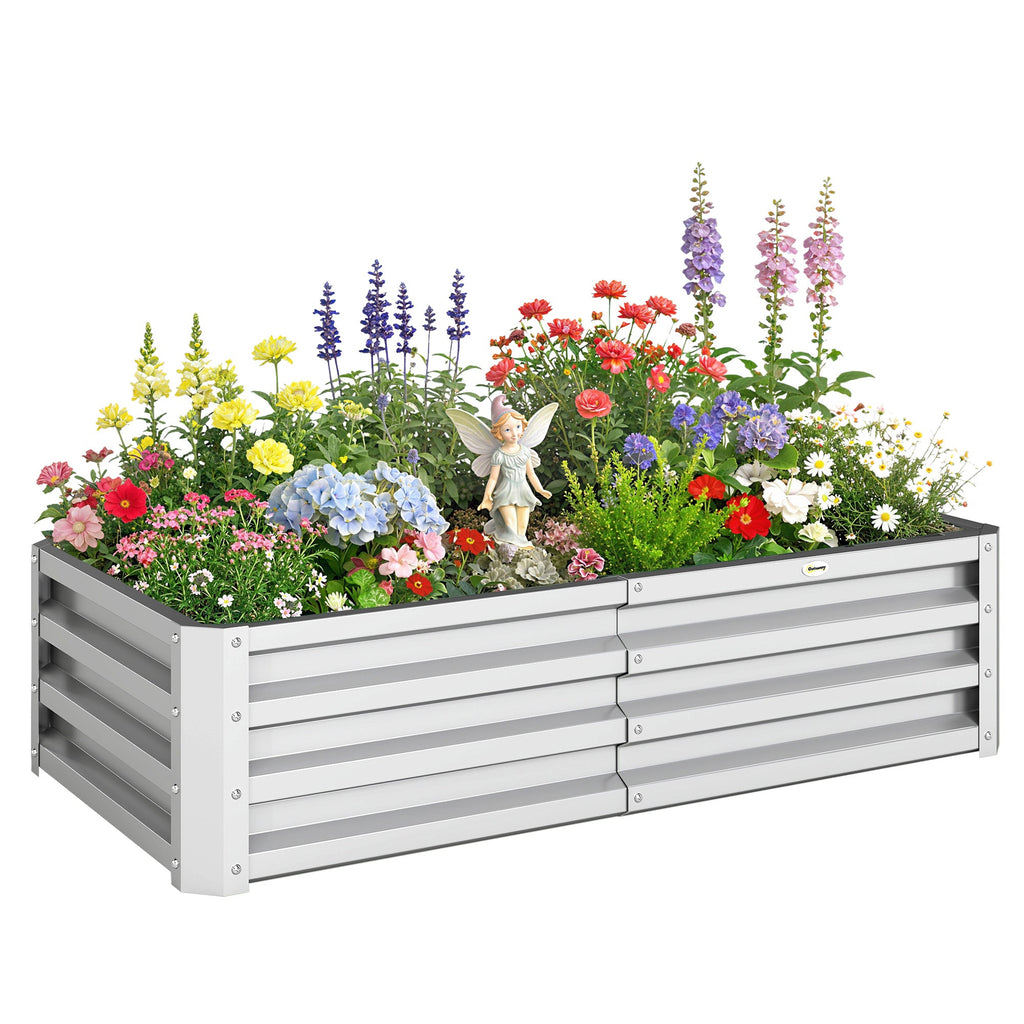 Galvanized Raised Garden Bed for Vegetables, Herbs & Succulents, 4' x 2' x 1' Metal Planter Box in Silver