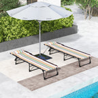 2-Piece Folding Chaise Lounge Set with 4-Position Reclining Back & Breathable Mesh Seat for Poolside and Beach