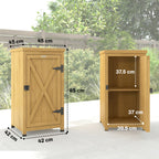Wooden Garden Shed with Galvanised Top, Shelf and Door, Light Brown