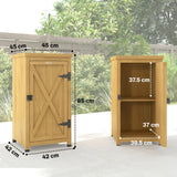 Wooden Garden Shed with Galvanised Top, Shelf and Door, Light Brown