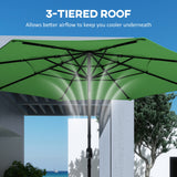 3 m Garden Parasol with 3-Tier Roof, Crank Handle & Tilt, Green