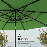 3 m Garden Parasol with 3-Tier Roof, Crank Handle & Tilt, Green