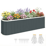 7' x 2' x 2' Galvanized Raised Garden Bed with Gloves, Dark Grey